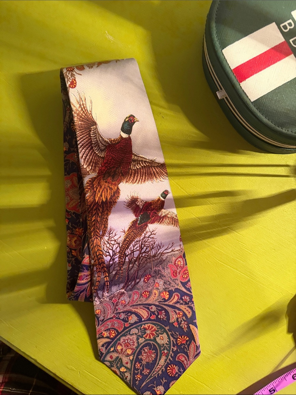 Polo by Ralph Lauren Cream Tie with Multicolor Pheasant & Paisley